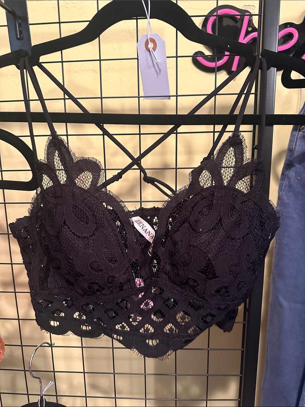 Lace Longline Bralette - Black